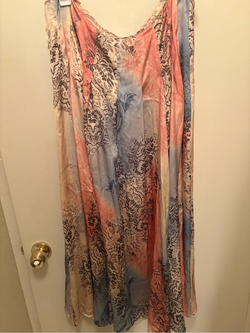Flowy Maxi Skirt in Multi Pastel Damask Print